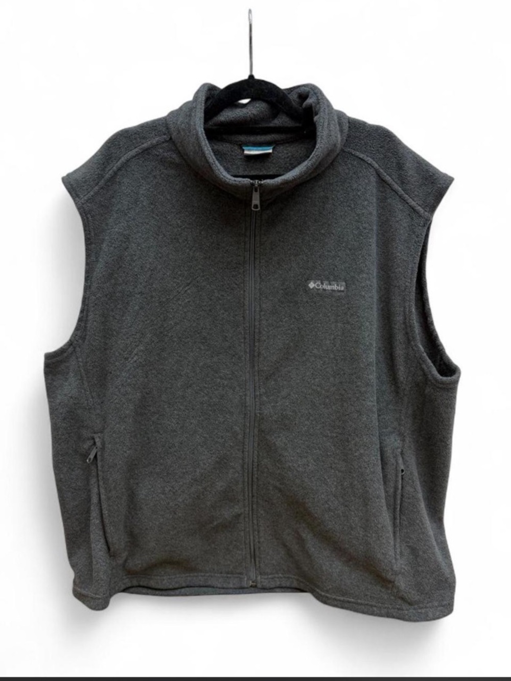 Columbia Men's XXL Full Zip Fleece Vest Charcoal Gray Pocketed